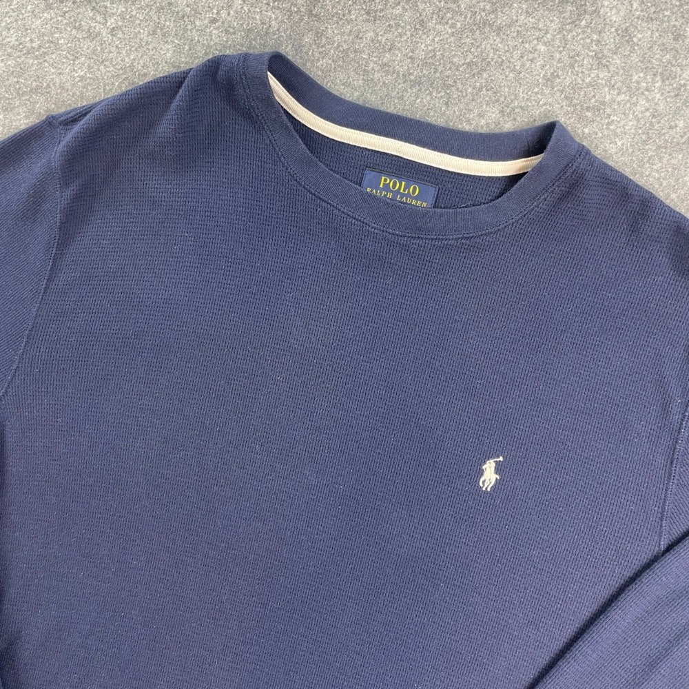 Polo Ralph Lauren Sleepwear Mens Shirt XL Navy Blue Long Sleeve Classic Waffle